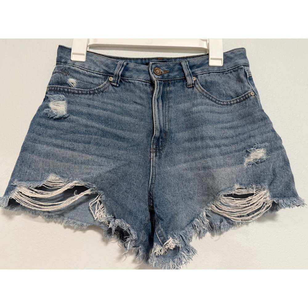 Sincerely Jules Denim Shorts Womens 7/28 Blue Excellent Distressed Frayed Hem